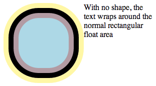 Text wrapping around float with no shape